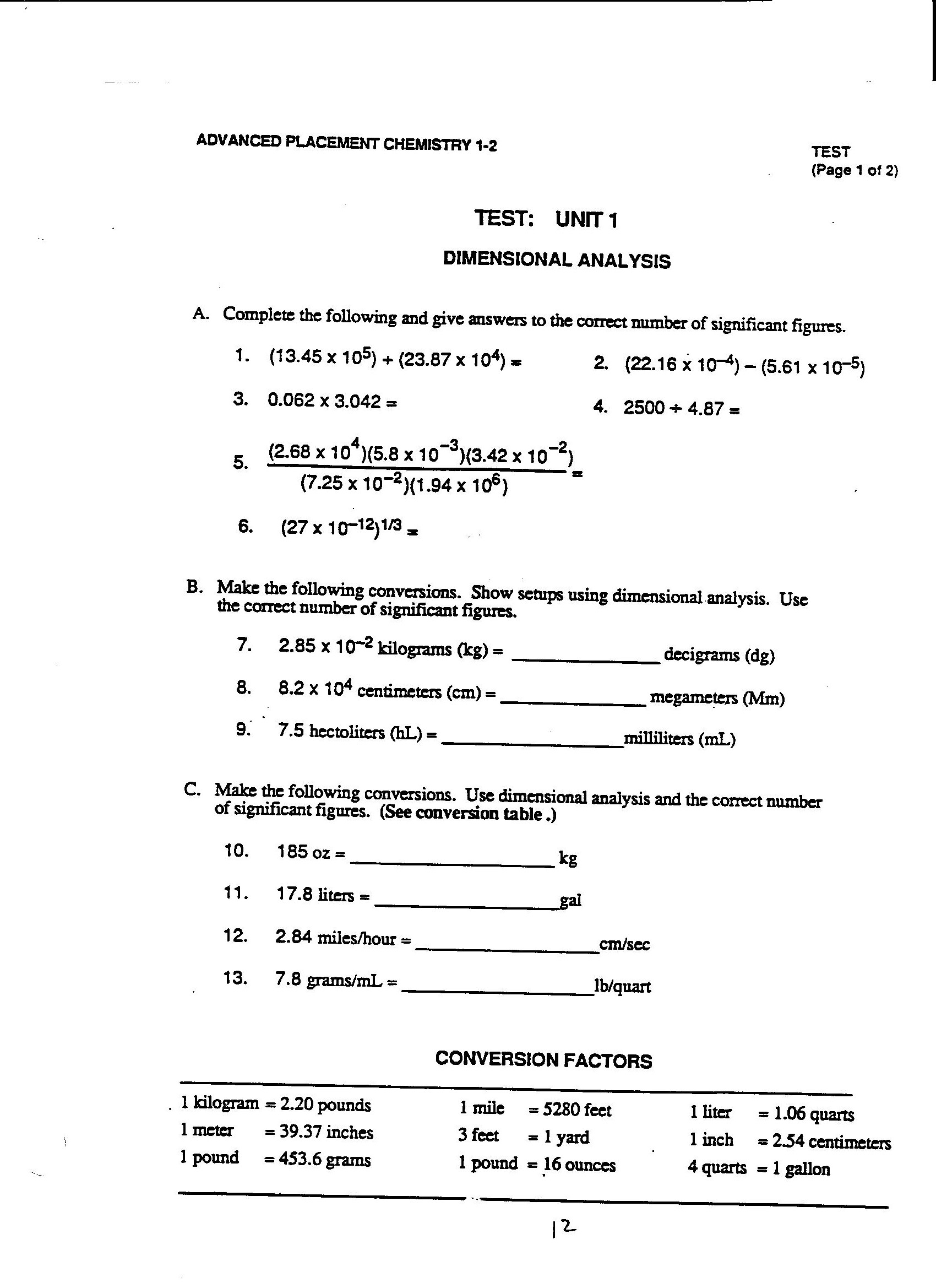 Ap Chemistry Chapter 7 Test